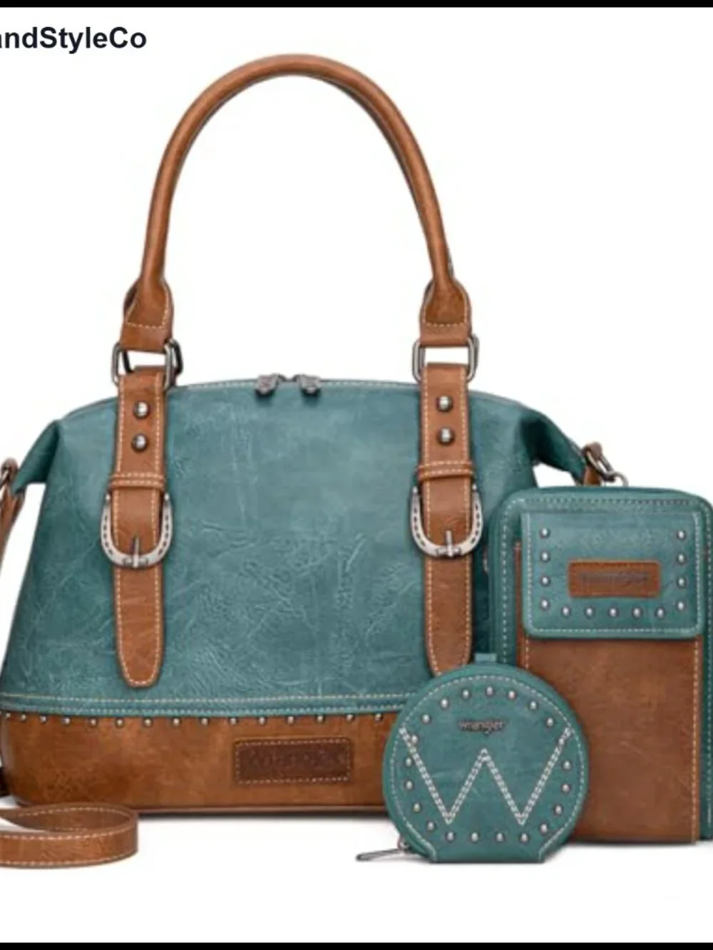 Wrangler 3Pcs Doctor Bag Set for Women Faux Leather Satchel Purse with Cell